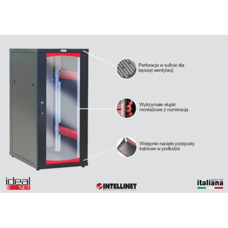 Szafa Rack 19 20u 600x1000 Drzwi Szklane